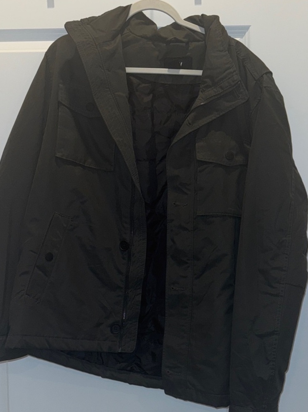 H&M Black Hooded Military Field Jacket